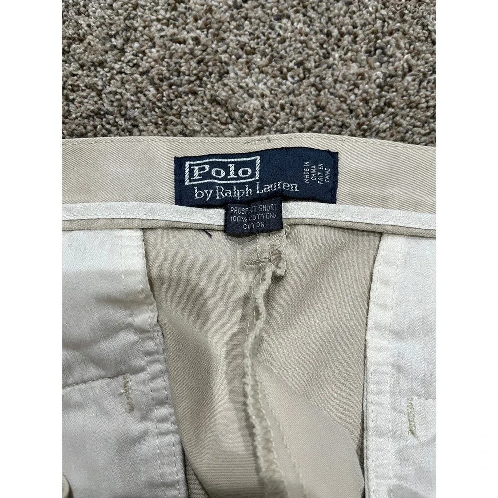 Polo Ralph Lauren Prospect Shorts Mens 34 Tan Khaki Cotton Twill Flat Front 9